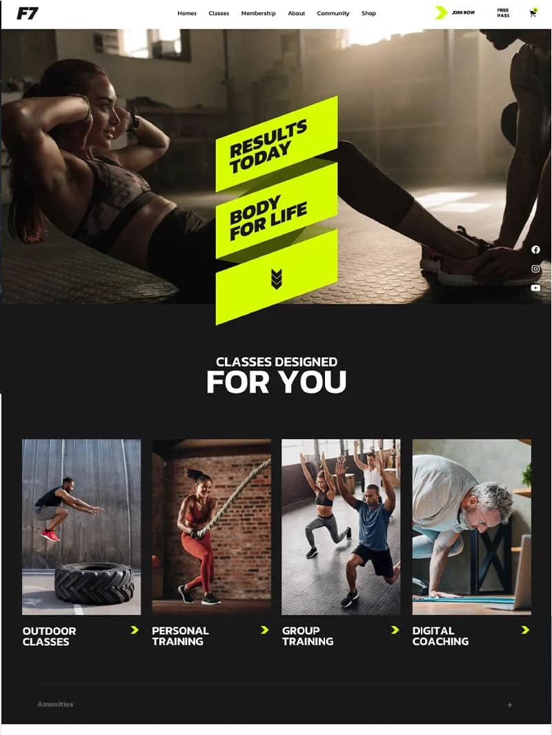 F7 Fitness Gym Sport Studio Teması